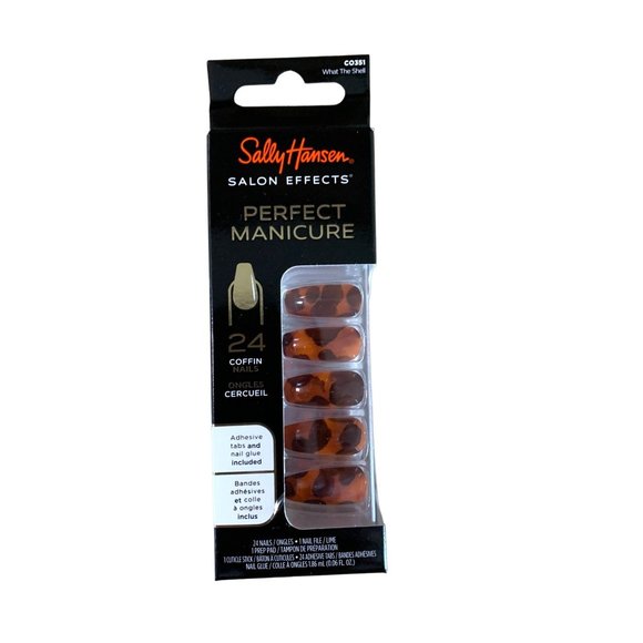 New Sally Hansen Salon Effects 24 Coffin Nails C0351 What the Shell Animal Print - Picture 1 of 3